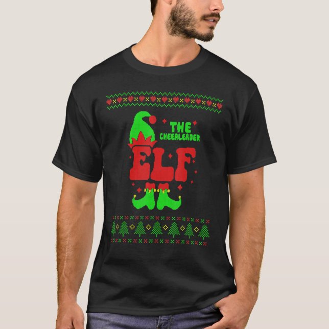 Cheerleader Elf Family Matching Ugly Sweater Chris (Front)
