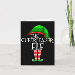 Cheerleader Elf Group Matching Family Christmas  Card