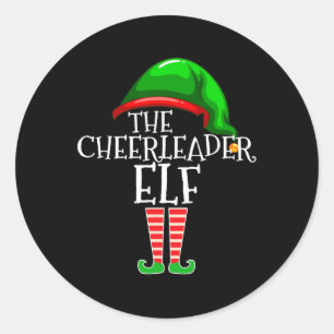Cheerleader Elf Group Matching Family Christmas Classic Round Sticker