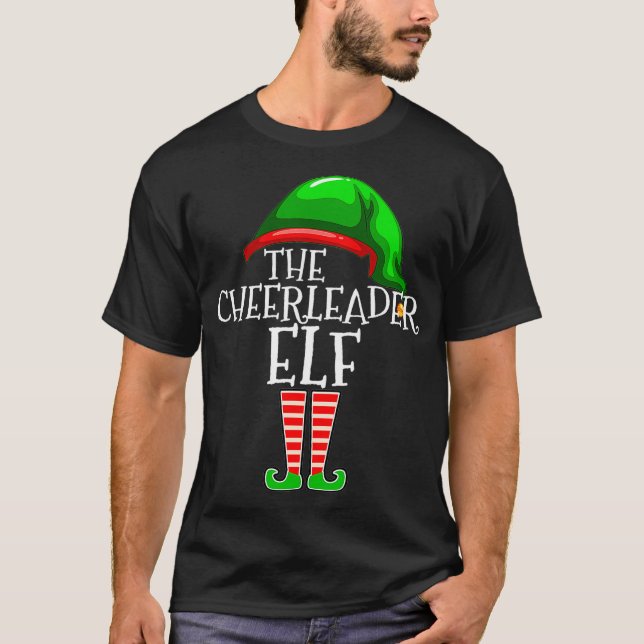 Cheerleader Elf Group Matching Family Christmas T-Shirt (Front)