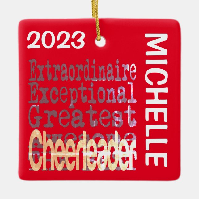 Cheerleader Extraordinaire CUSTOM Ceramic Ornament (Front)