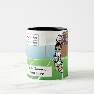 Cheerleader - Female Cartoon by PrintedPerfection Two-Tone Coffee Mug