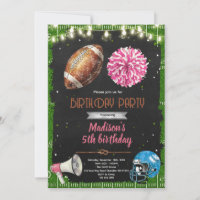 Cheerleader football Birthday Invite