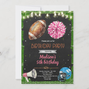 Cheerleader football Birthday Invite