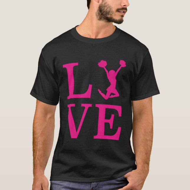 Cheerleader Gifts Cheer Love Pink Cute Cheerleadin T-Shirt (Front)