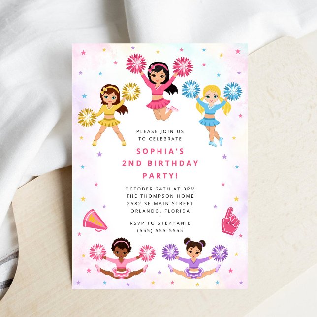 Cheerleader Girl Birthday Party Invitation (Creator Uploaded)