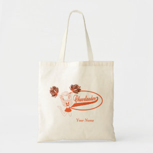 Cheerleader Girl in Orange Silhouette Tote Bag