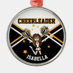 Cheerleader 📣💖 Girl - White, Black and Gold Metal Tree Decoration