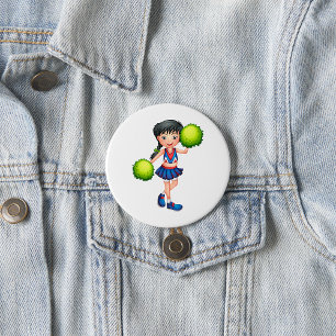 Cheerleader Girl with Pom Poms Fun Sports Spirit 7.5 Cm Round Badge