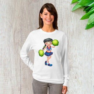 Cheerleader Girl with Pom Poms Fun Sports Spirit T-Shirt