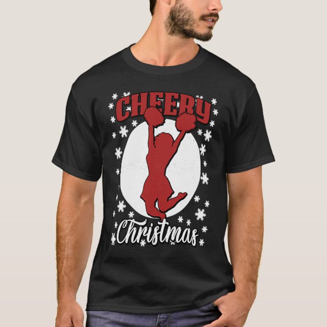 Cheerleader girl xmas Christmas cheer coach cheerl T-Shirt (Front)