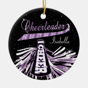 Cheerleader 📣 💖 Glam- Black and Purple Ceramic Tree Decoration