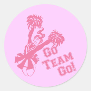 Cheerleader Go Team Classic Round Sticker