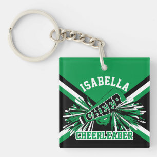 Cheerleader - Green, Black and White  Key Ring