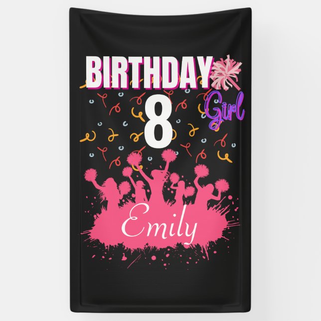 Cheerleader Gymnastic Birthday Girl  Banner (Vertical)