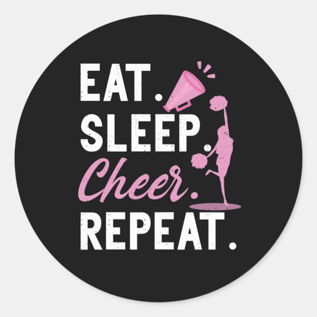 Cheerleader Gymnastic Dance Eat Sleep Cheer Repeat Classic Round Sticker (Front)