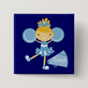 Cheerleader in Blue 15 Cm Square Badge