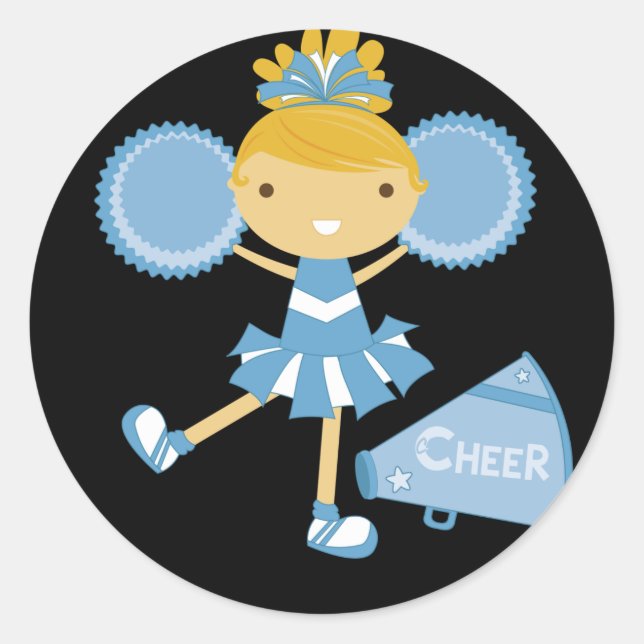Cheerleader in Blue Classic Round Sticker (Front)