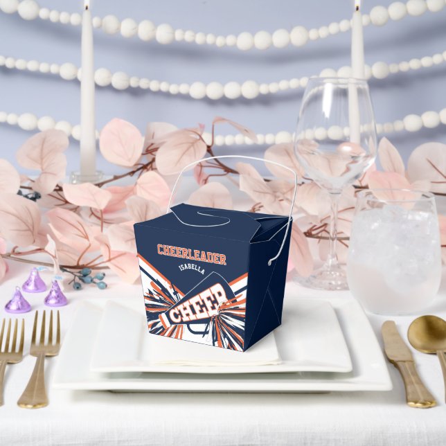 Cheerleader in Blue, Orange and White Favour Box (Wedding)