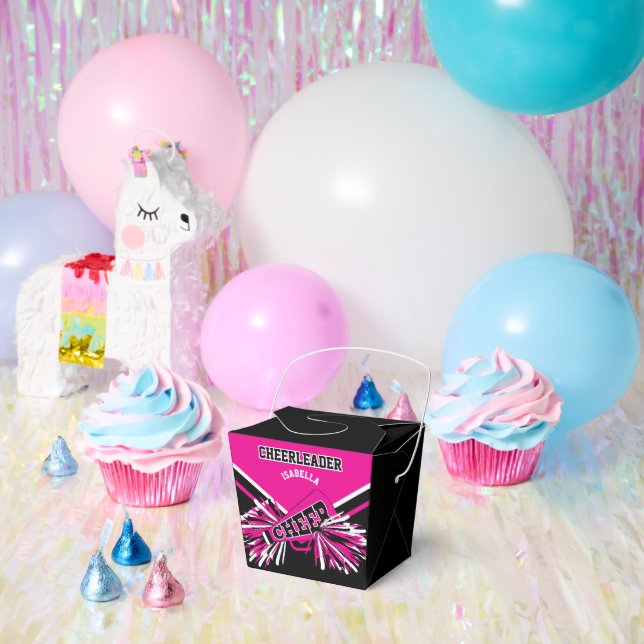Cheerleader in Hot Pink, White and Black Favour Box (Party)
