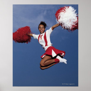 Cheerleader in mid-air poster