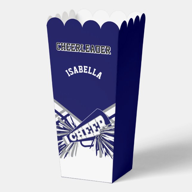 Cheerleader in Navy Blue, White and Grey Favour Box (Front)