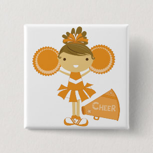 Cheerleader in Orange 15 Cm Square Badge