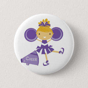 Cheerleader in Purple 6 Cm Round Badge