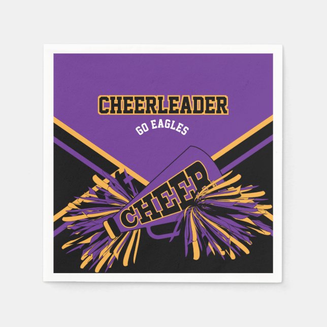Cheerleader in Purple, Gold and Black Napkin (Front)
