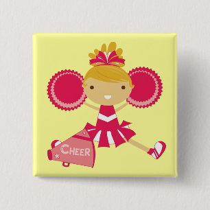 Cheerleader in Red 15 Cm Square Badge