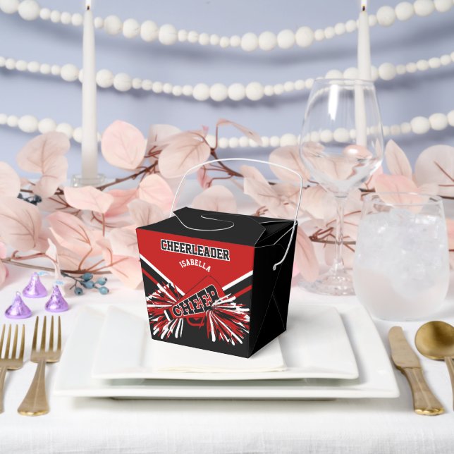 Cheerleader in Red, White and Black Favour Box (Wedding)