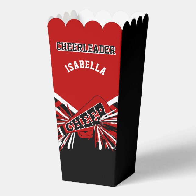 Cheerleader in Red, White and Black Favour Box (Front)