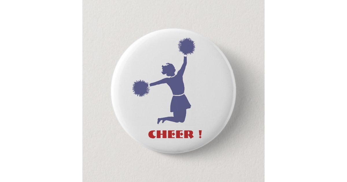 Cheerleader In Silhouette Badge Button | Zazzle