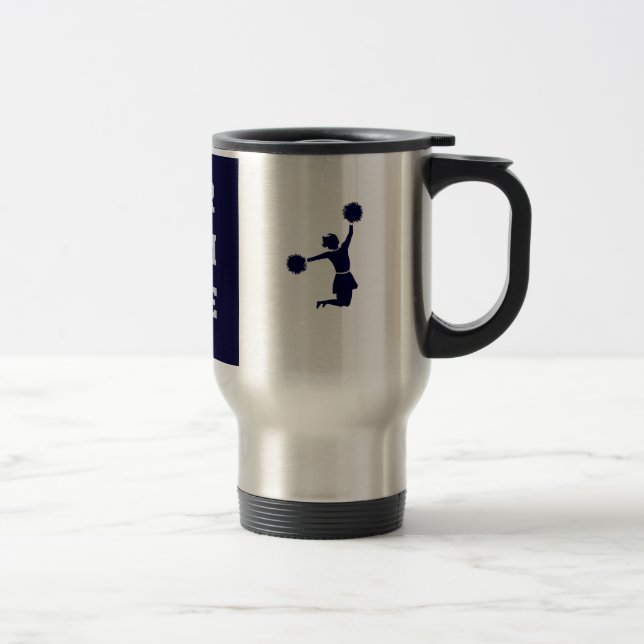 Cheerleader In Silhouette Jumping Travel Mug (Right)