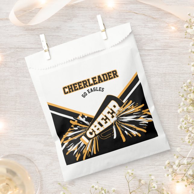 Cheerleader in White, Gold and Black Favour Bags (Clipped)