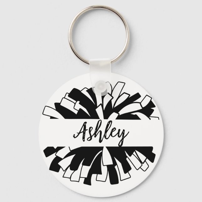 Cheerleader Keychain, Pom-Pom  Key Ring (Front)
