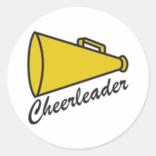 CHEERLEADER MEGAPHONE CLASSIC ROUND STICKER
