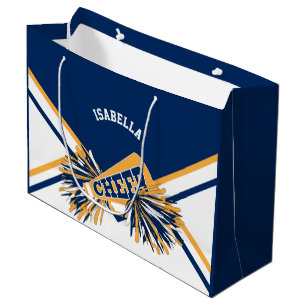 Cheerleader 📣 - Navy Blue, Gold, White Large Gift Bag