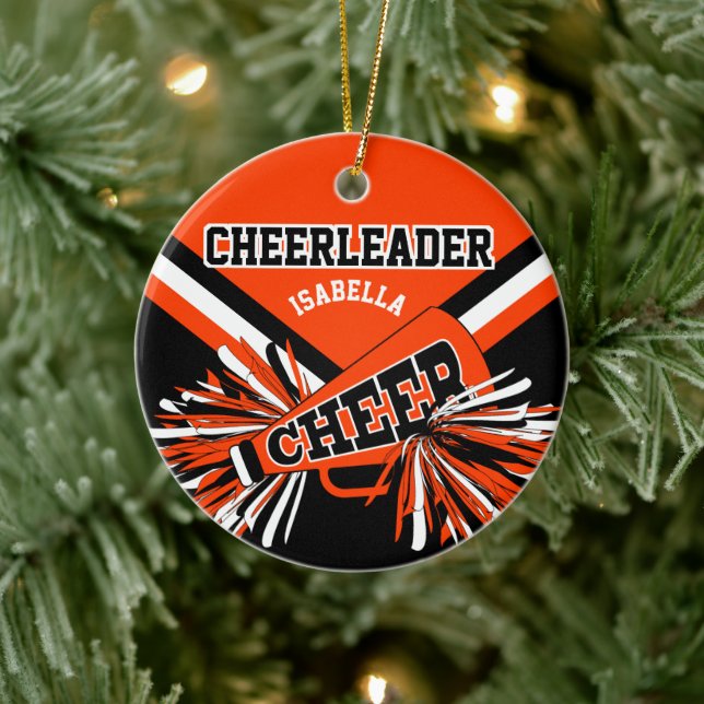 Cheerleader - Orange, Black and White 2 Ceramic Tree Decoration (Tree)