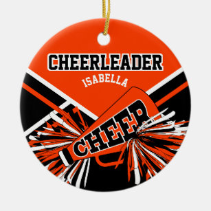 Cheerleader 📣 - Orange, Black and White Ceramic Tree Decoration