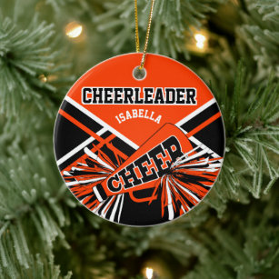 Cheerleader 📣 💖 - Orange, Black and White Ceramic Tree Decoration