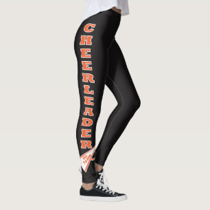 Cheerleader Orange Typography Letters Leggings