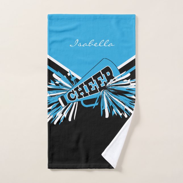 Cheerleader Outfit in Baby Blue, Black & White Hand Towel (Hand Towel)