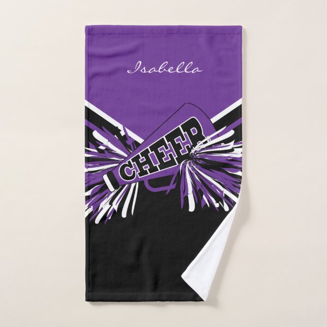 Cheerleader Outfit in Black, Purple and White  Hand Towel (Hand Towel)