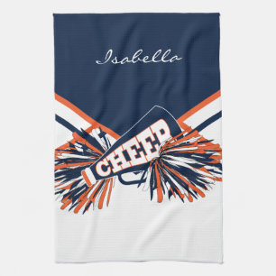 Cheerleader Outfit in Navy Blue, Orange & White Tea Towel