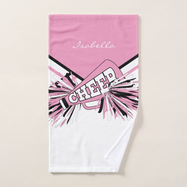 Cheerleader Outfit in Pink, Black and White Hand Towel (Hand Towel)