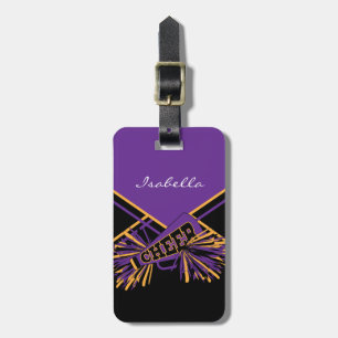 Cheerleader Outfit in Purple, Gold & Black Luggage Tag