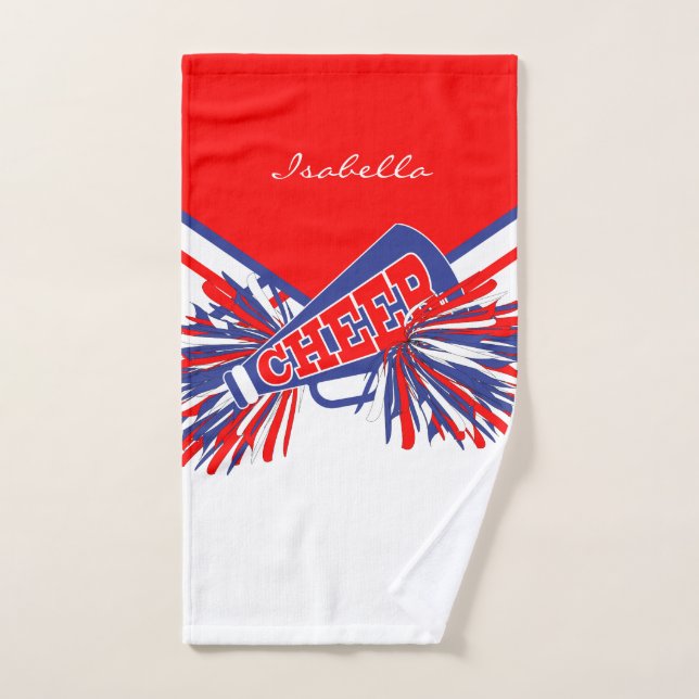 Cheerleader Outfit in White, Red and Blue Hand Towel (Hand Towel)