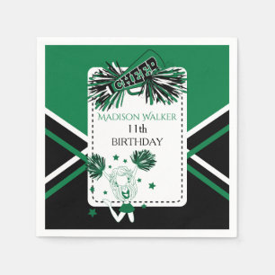 Cheerleader Party Green, Black, White Napkin
