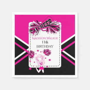 Cheerleader Party Hot Pink, Black, White Napkin